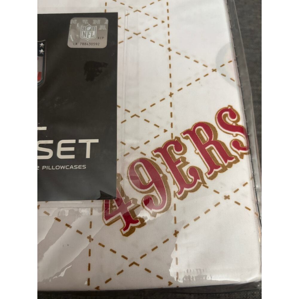 NFL San Francisco 49ers Full Sheet Set 4 Pc New Flat Fitted Pillowcases New - Picture 3 of 5